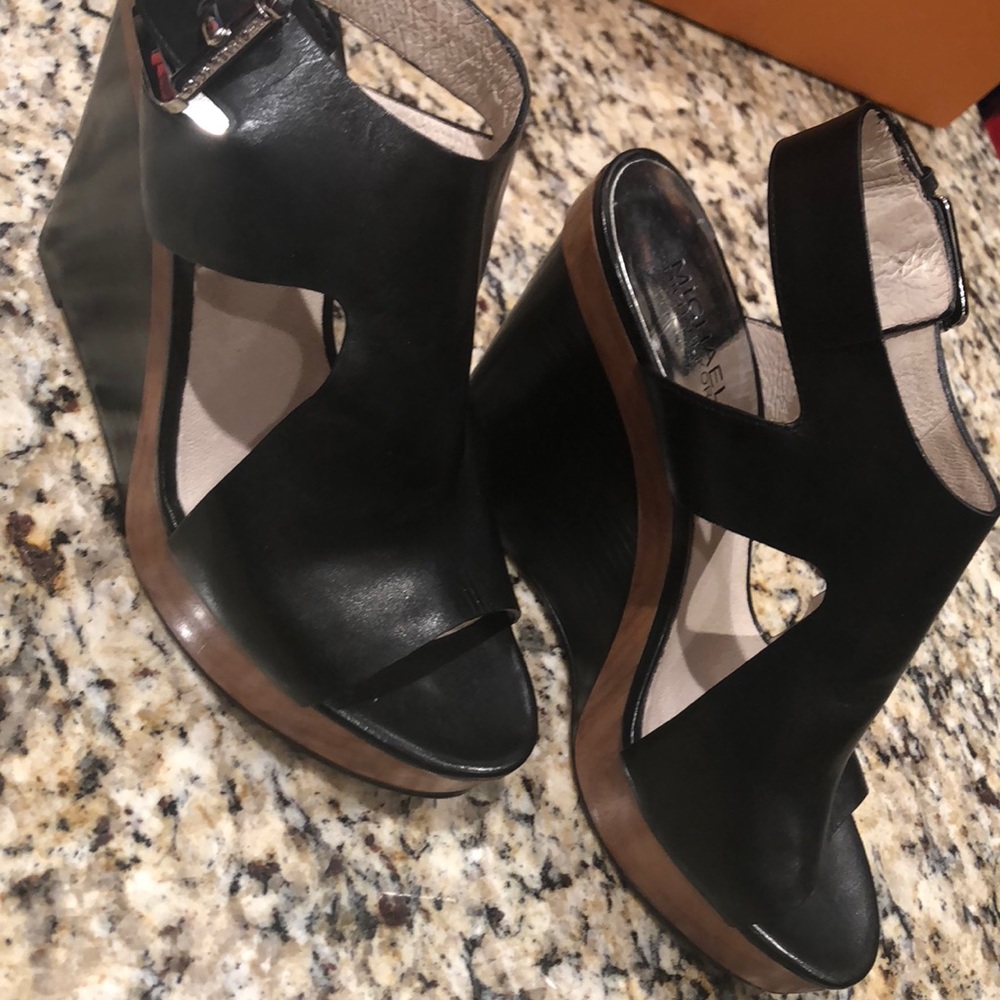 Black and Brown wedge sandals